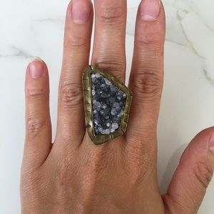 Amethyst / Brass Adjustable Ring